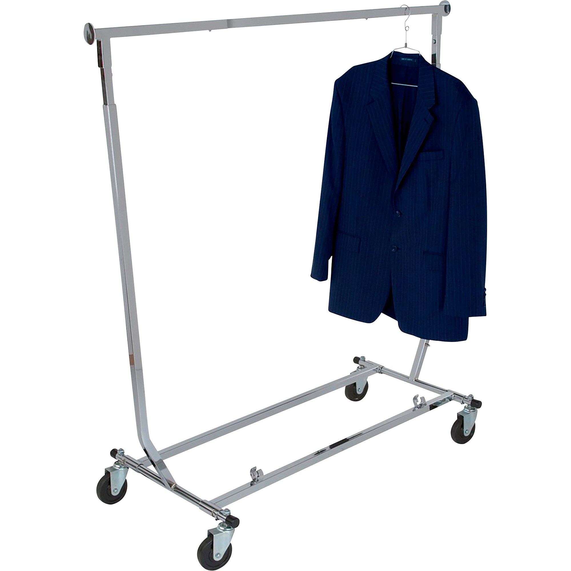 Econoco Collapsible Rolling Clothing Rack Chrome In H X In W